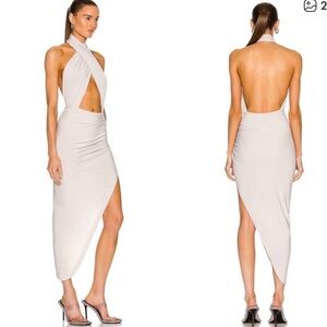 Norma Kamali Cream Backless Halter Dress